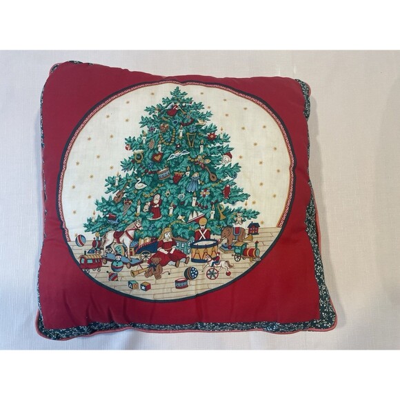 Set Of 2 Vintage Christmas Tree Throw Pillows Square 15” - Picture 4 of 8